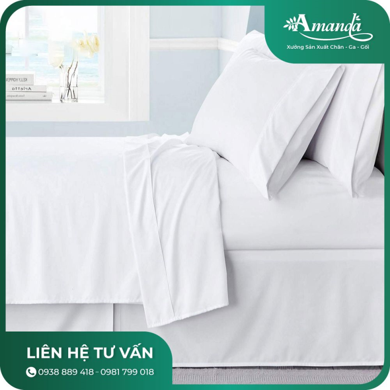 Bộ Ga Bọc Nệm Khách Sạn CVC T300 Trắng Bộ Ga Bọc Nệm Khách Sạn CVC T300 Trắng