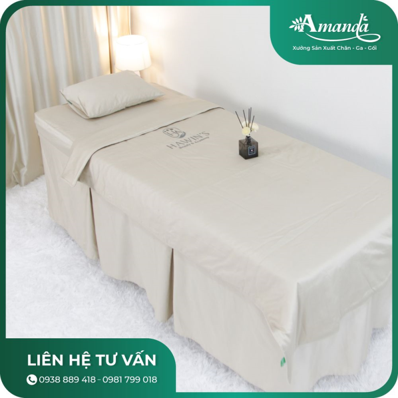 Bộ Chăn Ga Lụa Satin Cao Cấp Dành Cho Spa )