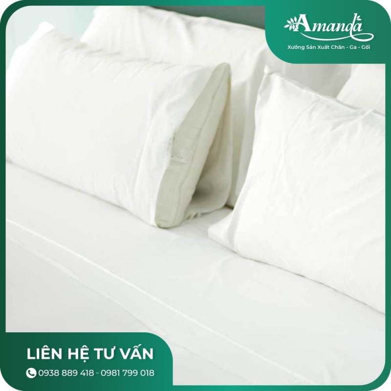 Bộ Chăn Ga Gối Khách Sạn T400 Trắng Trơn