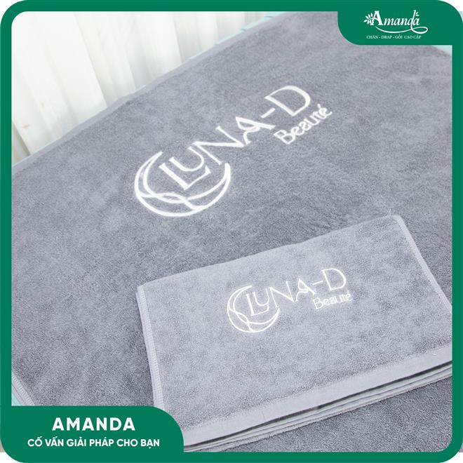 Khăn Trải Giường Spa Thêu Logo Khăn Trải Giường Spa Thêu Logo