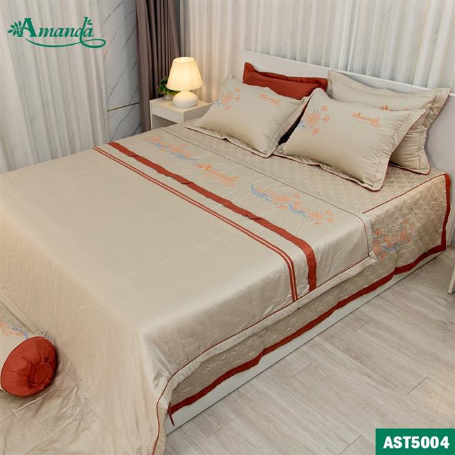 Bộ Chăn Ga Cotton Lụa Satin Thêu Bộ Chăn Ga Cotton Lụa Satin Thêu