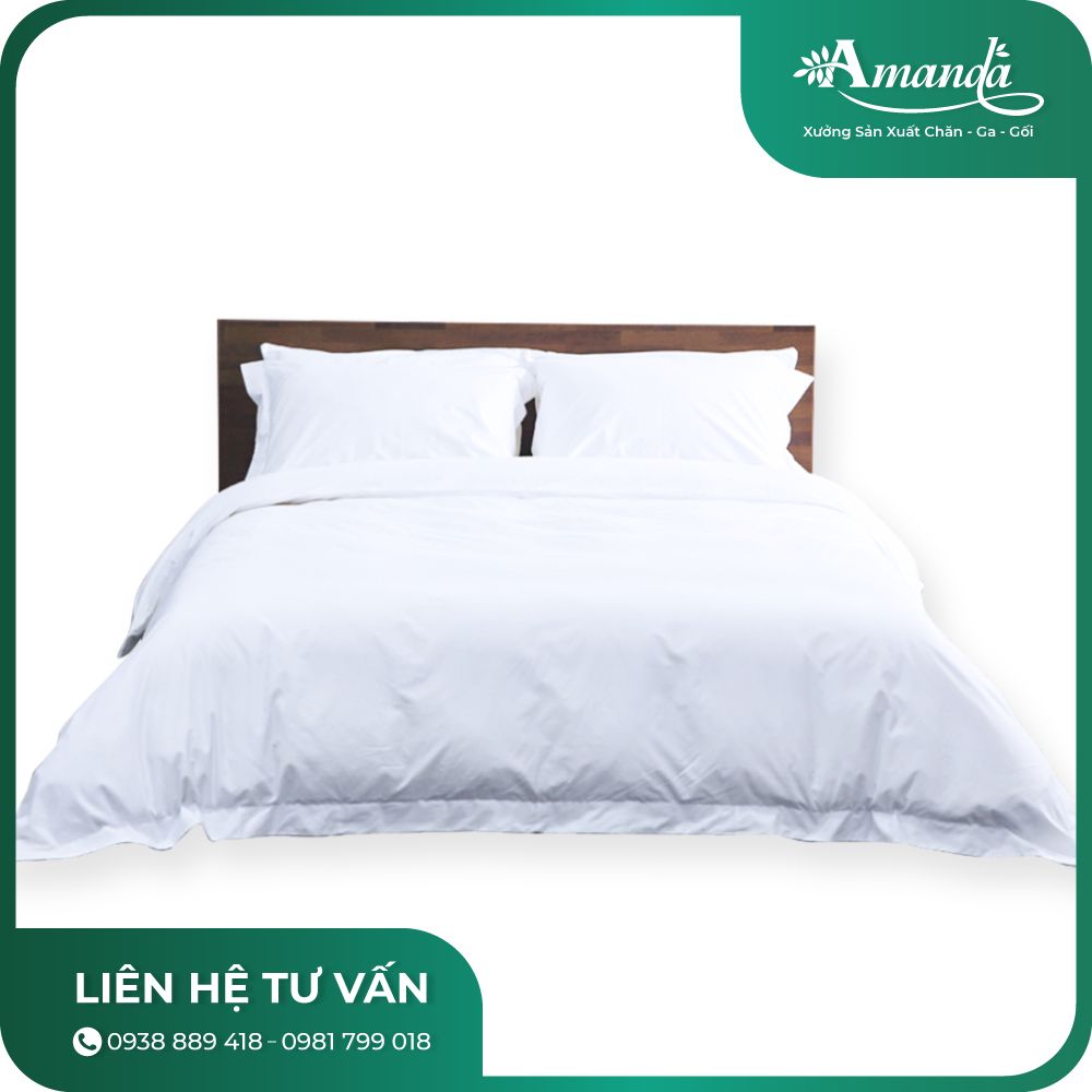 Bộ Chăn Ga Gối Khách Sạn T400 Trắng Trơn