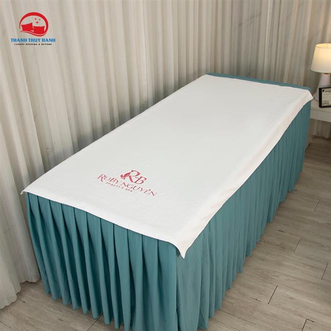 sp Khăn Trải Giường Spa Thêu Logo