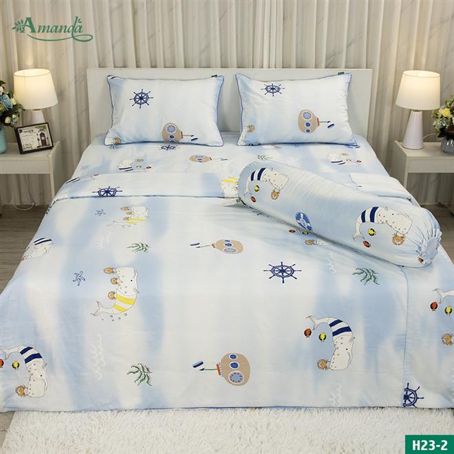 sp Bộ chăn ga gối chất liệu cotton satin Hàn Quốc