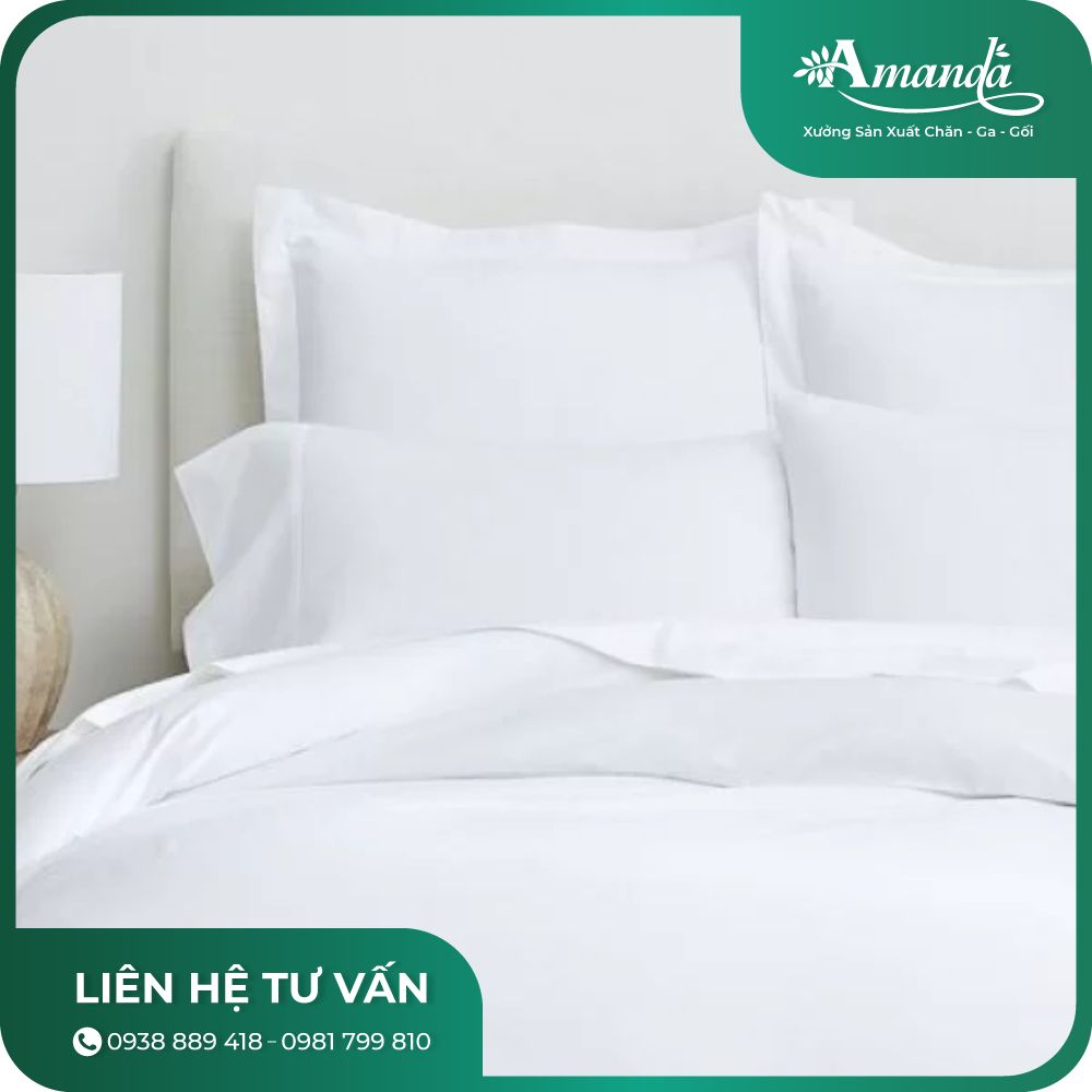 Bộ chăn ga gối khách sạn vải cotton T300