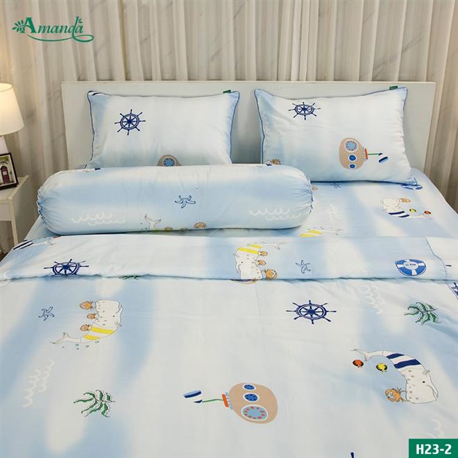 Bộ chăn ga gối chất liệu cotton satin Hàn Quốc